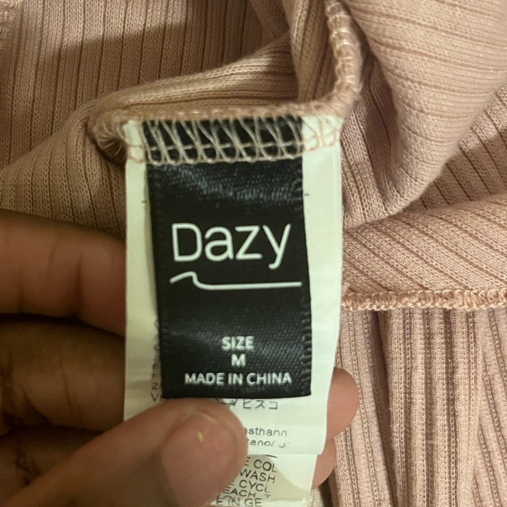 Dazy Salmon Long Sleeve Ribbed Tie-Front Top - Picture 8 of 8